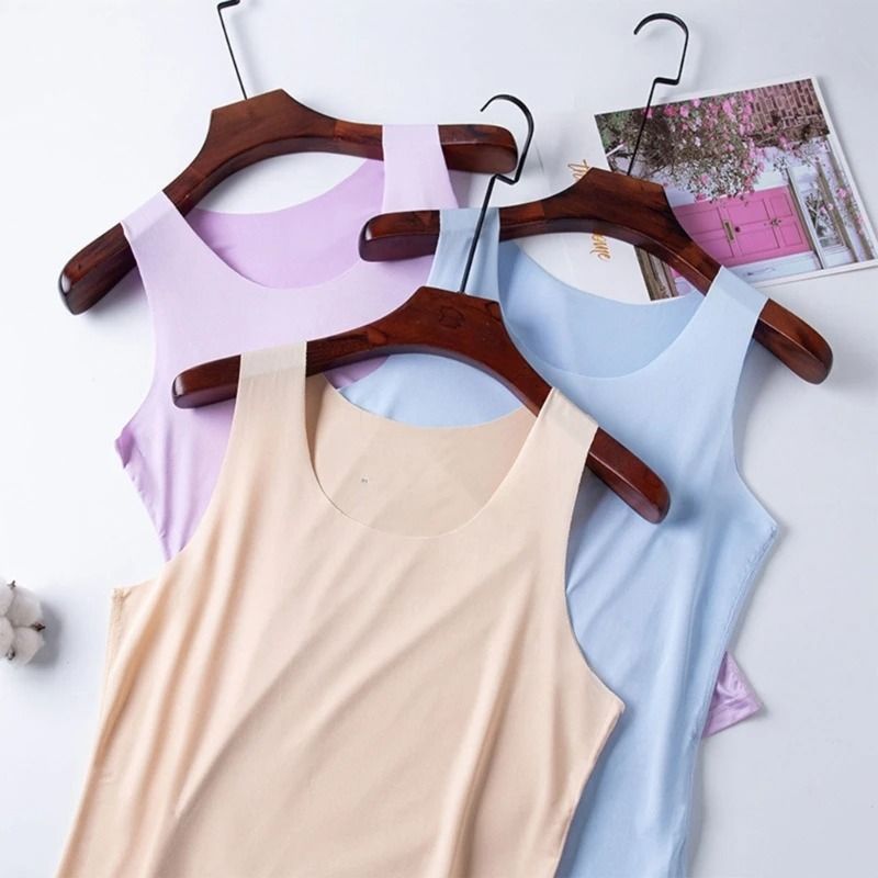 Women Ice Silk Seamless Racerback Tank Top 2