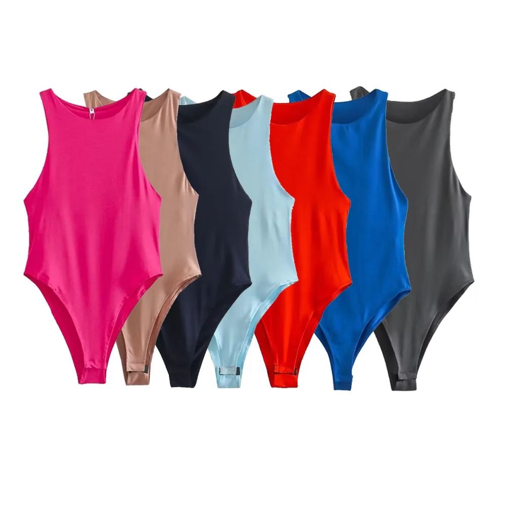 Womens Sleeveless Halter Neck Slim Fit Bodysuit