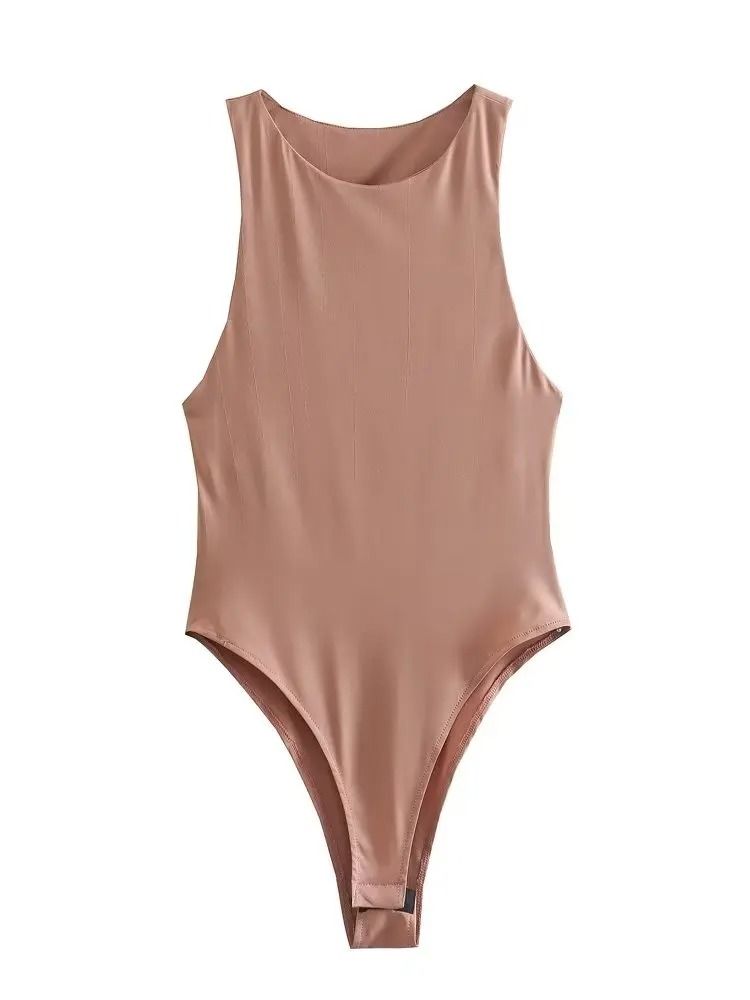 Womens Sleeveless Halter Neck Slim Fit Bodysuit 10