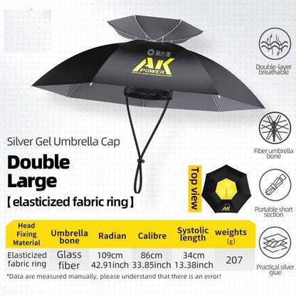 Portable Folding Umbrella Hat With UV Protection And Waterproof Hands Free Design 7