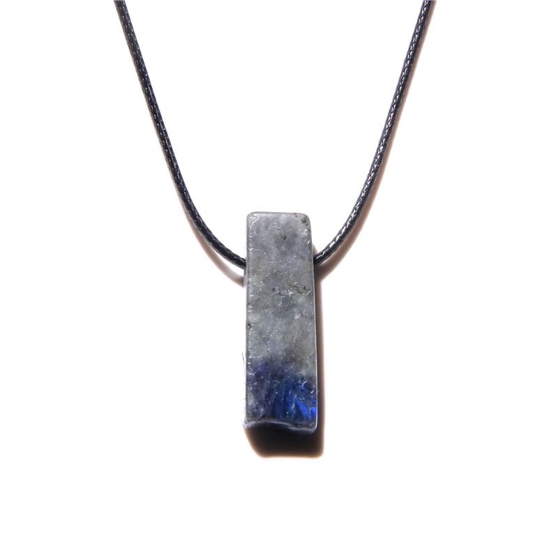 Mens Vintage Rectangle Gemstone Pendant Necklace With Leather Rope 15