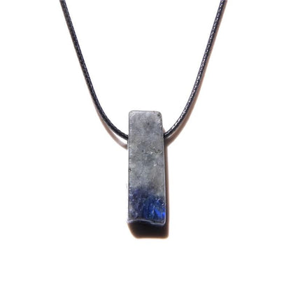 Mens Vintage Rectangle Gemstone Pendant Necklace With Leather Rope 15