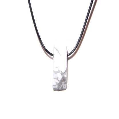 Mens Vintage Rectangle Gemstone Pendant Necklace With Leather Rope 18