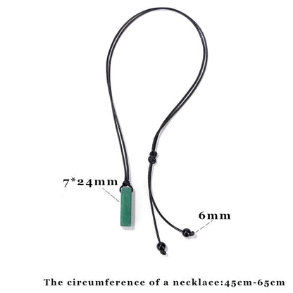 Mens Vintage Rectangle Gemstone Pendant Necklace With Leather Rope 3