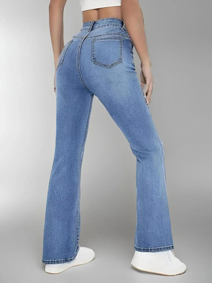 Womens High Waist Slim Fit Washed Denim Jeans 2