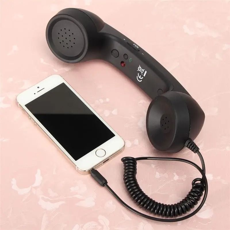 Retro 3.5mm Telephone Handset Receiver with Built-In Mic for Smartphones