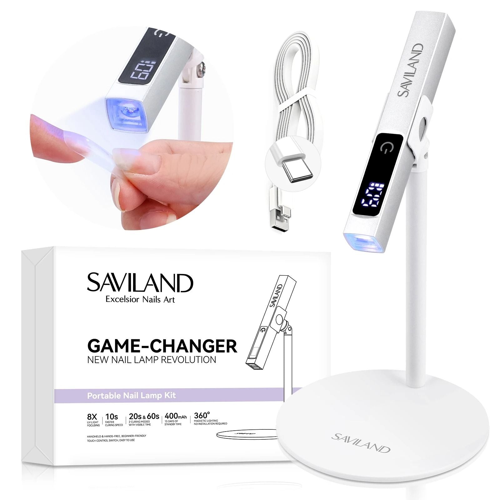 Rechargeable UV LED Nail Lamp With Magnetic Stand And LCD Timer 6