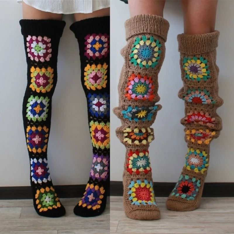 Classic Crochet Thigh-High Socks for Winter Comfort