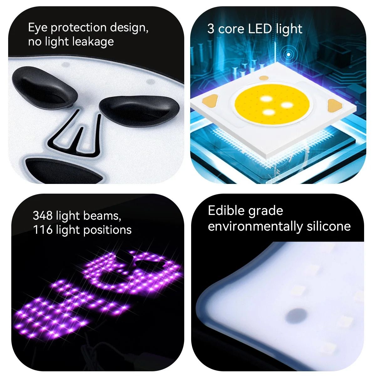 Rechargeable LED Face And Neck Therapy Mask With Infrared And Color Enhancement 3