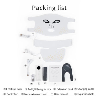 Rechargeable LED Face And Neck Therapy Mask With Infrared And Color Enhancement 7