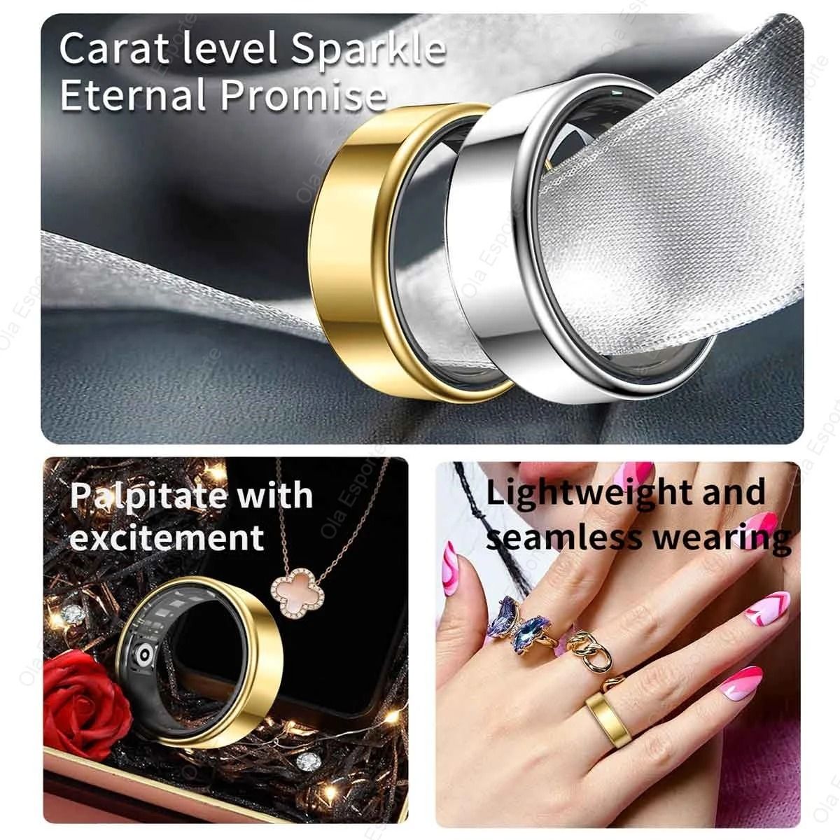 Smart Ring Heart Rate Blood Oxygen Monitor Waterproof 1