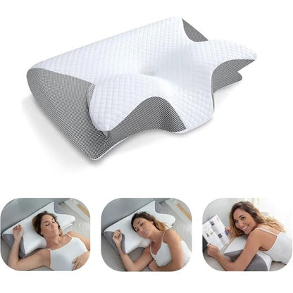 Memory Foam Cervical Pillow with 2 in 1 Ergonomic Contour for Neck Pain Relief and Orthopedic Support