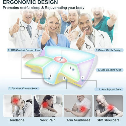 Memory Foam Cervical Pillow With 2 In 1 Ergonomic Contour For Neck Pain Relief And Orthopedic Suppo 3