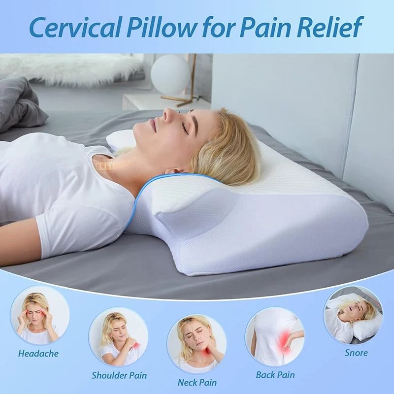 Memory Foam Cervical Pillow With 2 In 1 Ergonomic Contour For Neck Pain Relief And Orthopedic Suppo 4
