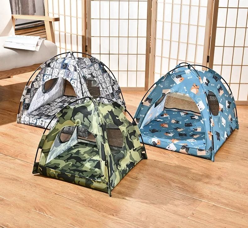 Pet Dog Tent House Floral Print Indoor Folding Kennel For Small Pets 1