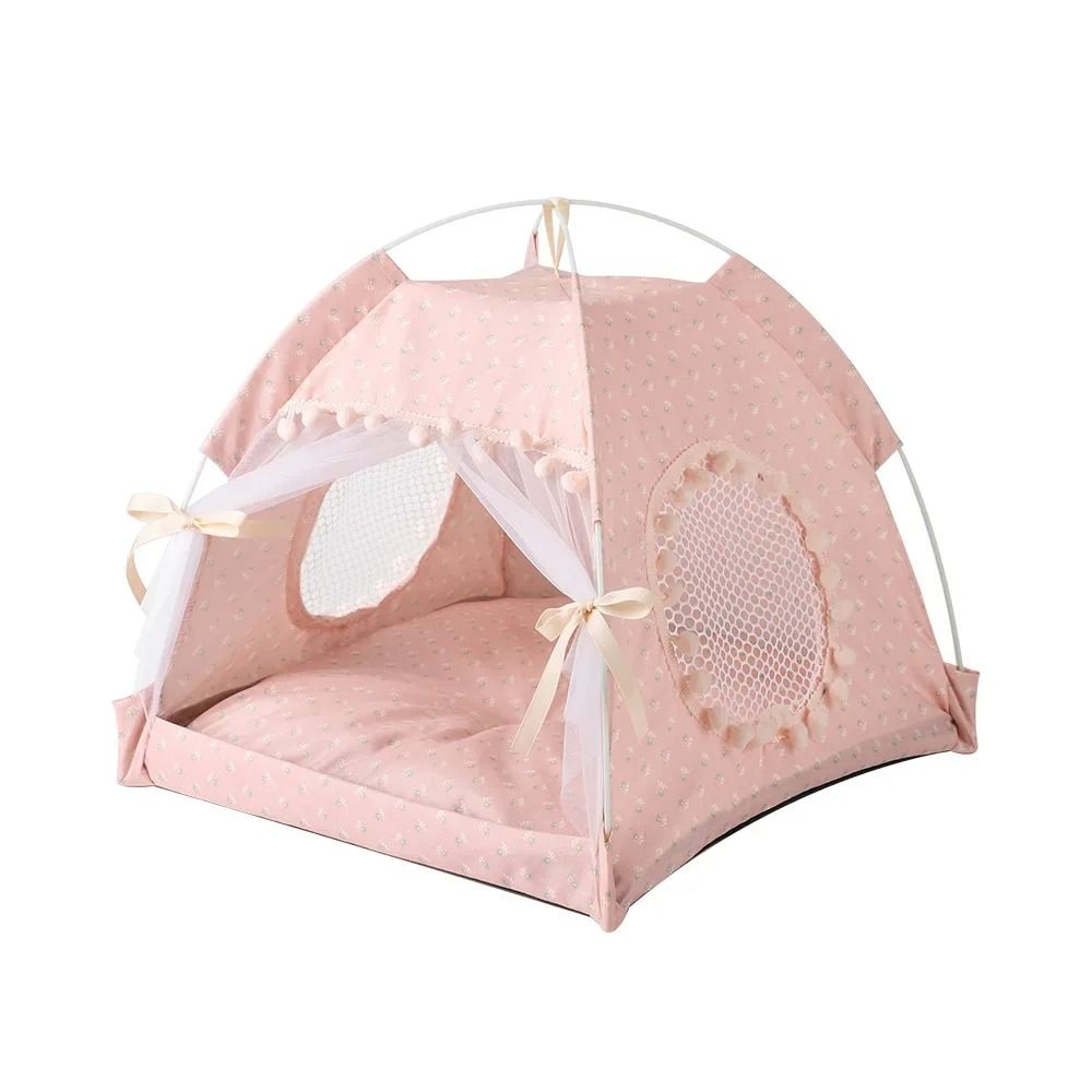 Pet Dog Tent House Floral Print Indoor Folding Kennel For Small Pets 7