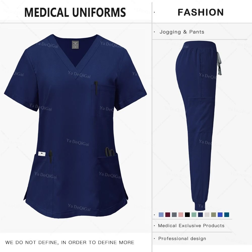 Pink Clinical Uniform Women Pharmacy Nurse Workwear Scrub Set 8
