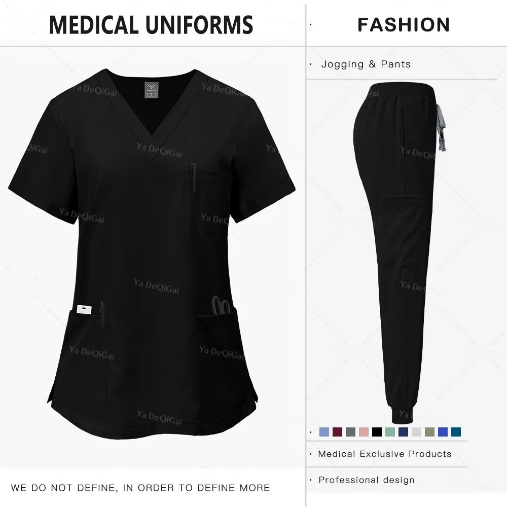 Pink Clinical Uniform Women Pharmacy Nurse Workwear Scrub Set 9