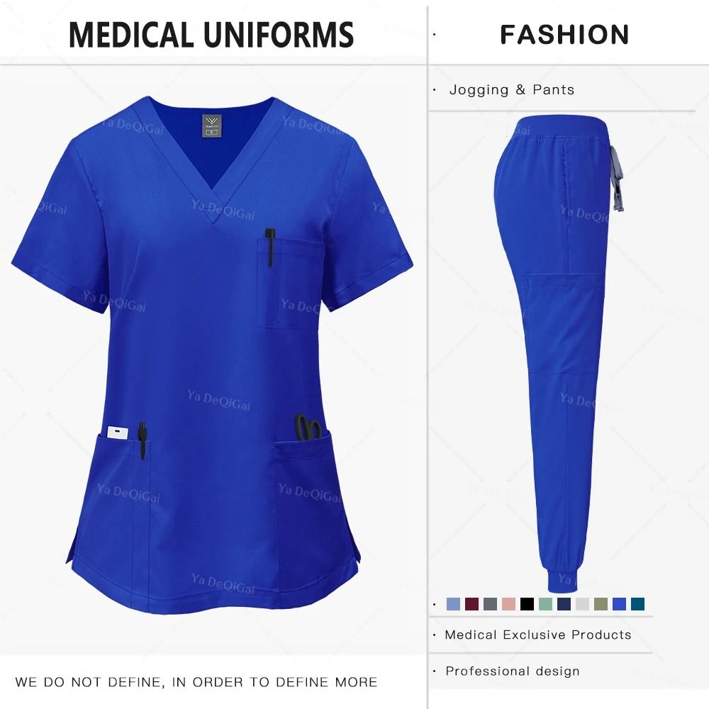 Pink Clinical Uniform Women Pharmacy Nurse Workwear Scrub Set 11