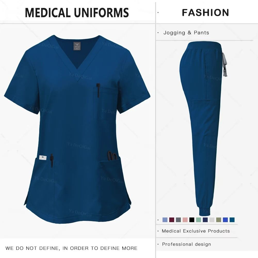 Pink Clinical Uniform Women Pharmacy Nurse Workwear Scrub Set 12
