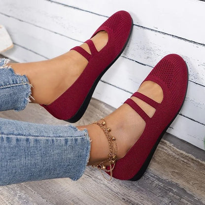 Womens Elastic Knitted Slip On Breathable Loafers Lightweight Street Flats 1