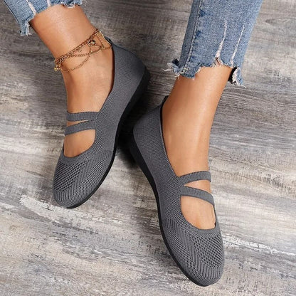 Womens Elastic Knitted Slip On Breathable Loafers Lightweight Street Flats 2