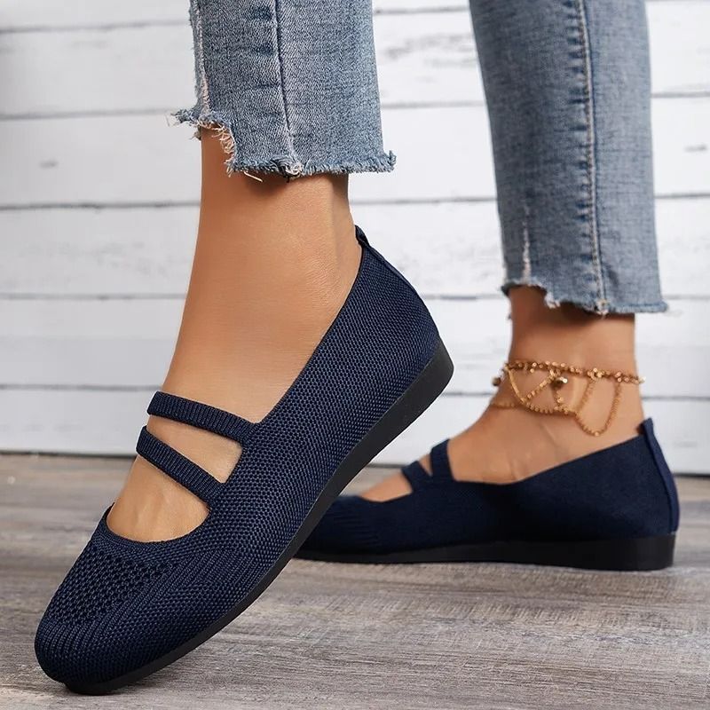 Womens Elastic Knitted Slip On Breathable Loafers Lightweight Street Flats 8