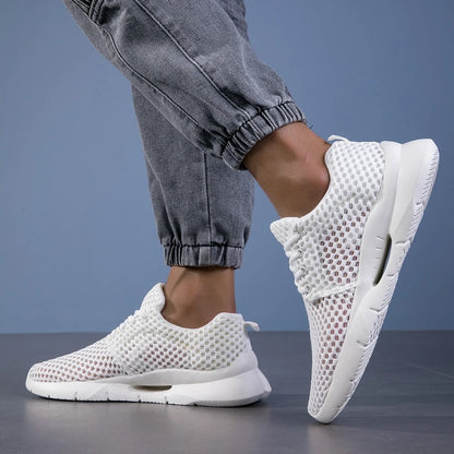 New White Mesh Breathable Lightweight Summer Shoes For Men 4