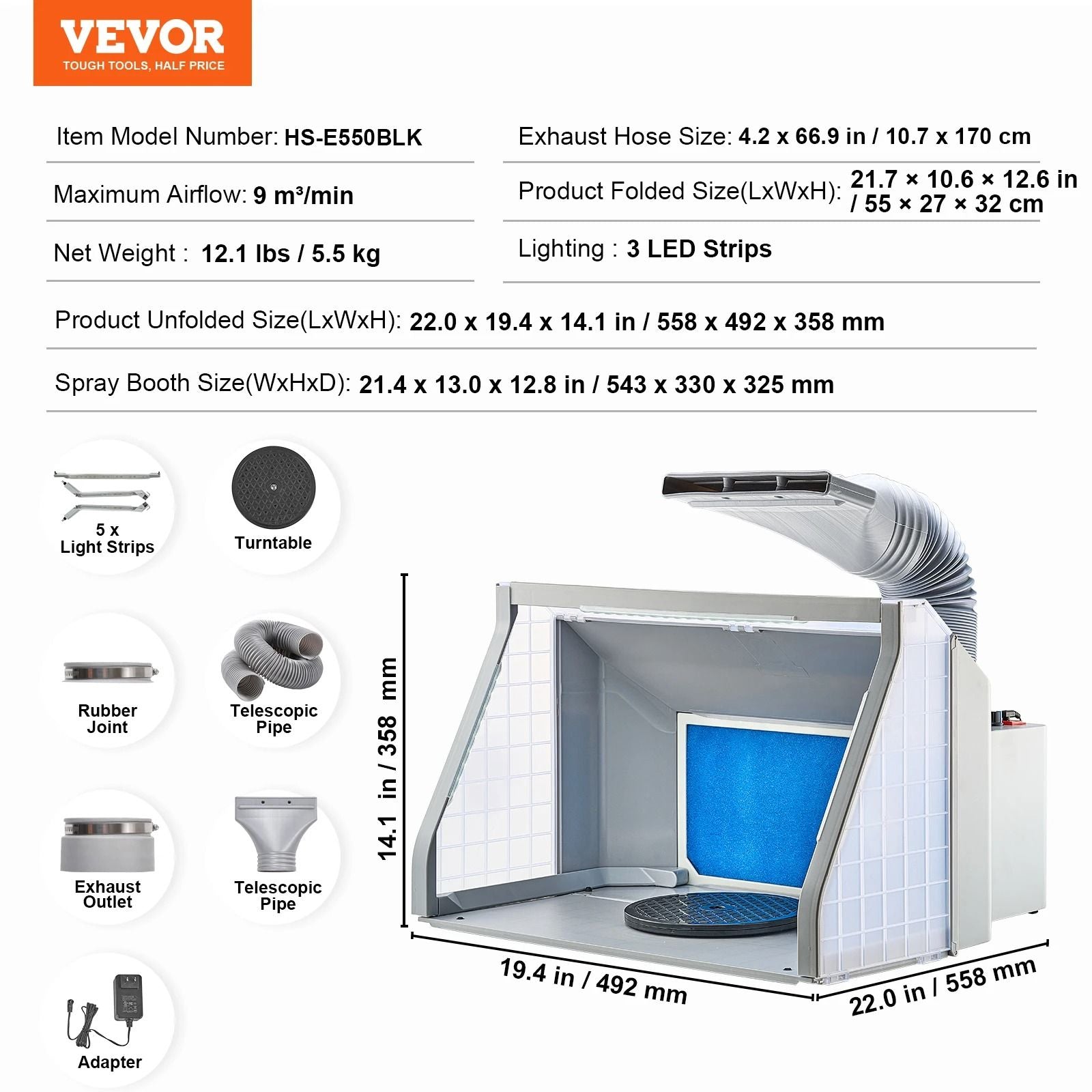 SucceBuy Portable Dual Fan Airbrush Spray Booth Kit 7