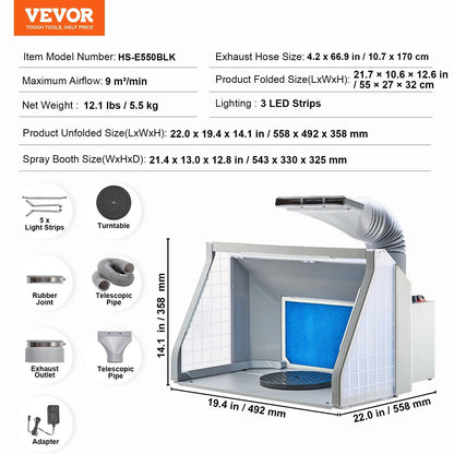 SucceBuy Portable Dual Fan Airbrush Spray Booth Kit 7