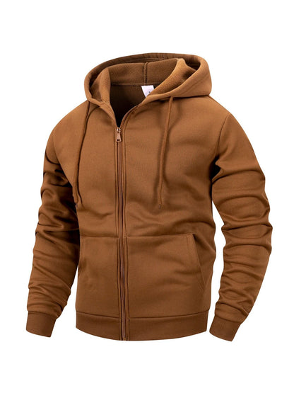 Mens Zip Hoodie Jacket Hooded Sports Outdoor Daily Basic Casual Autumn Winter Sweatshirt 2
