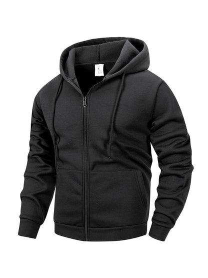 Mens Zip Hoodie Jacket Hooded Sports Outdoor Daily Basic Casual Autumn Winter Sweatshirt 3