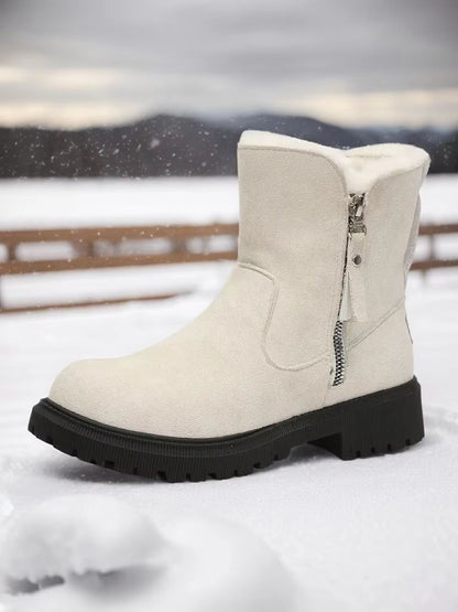 WarmStride Zipper Snow Boots – Non-Slip Thick-Bottom Winter Footwear