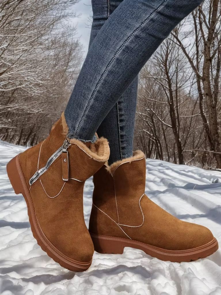 WarmStride Zipper Snow Boots  NonSlip ThickBottom Winter Footwear 10