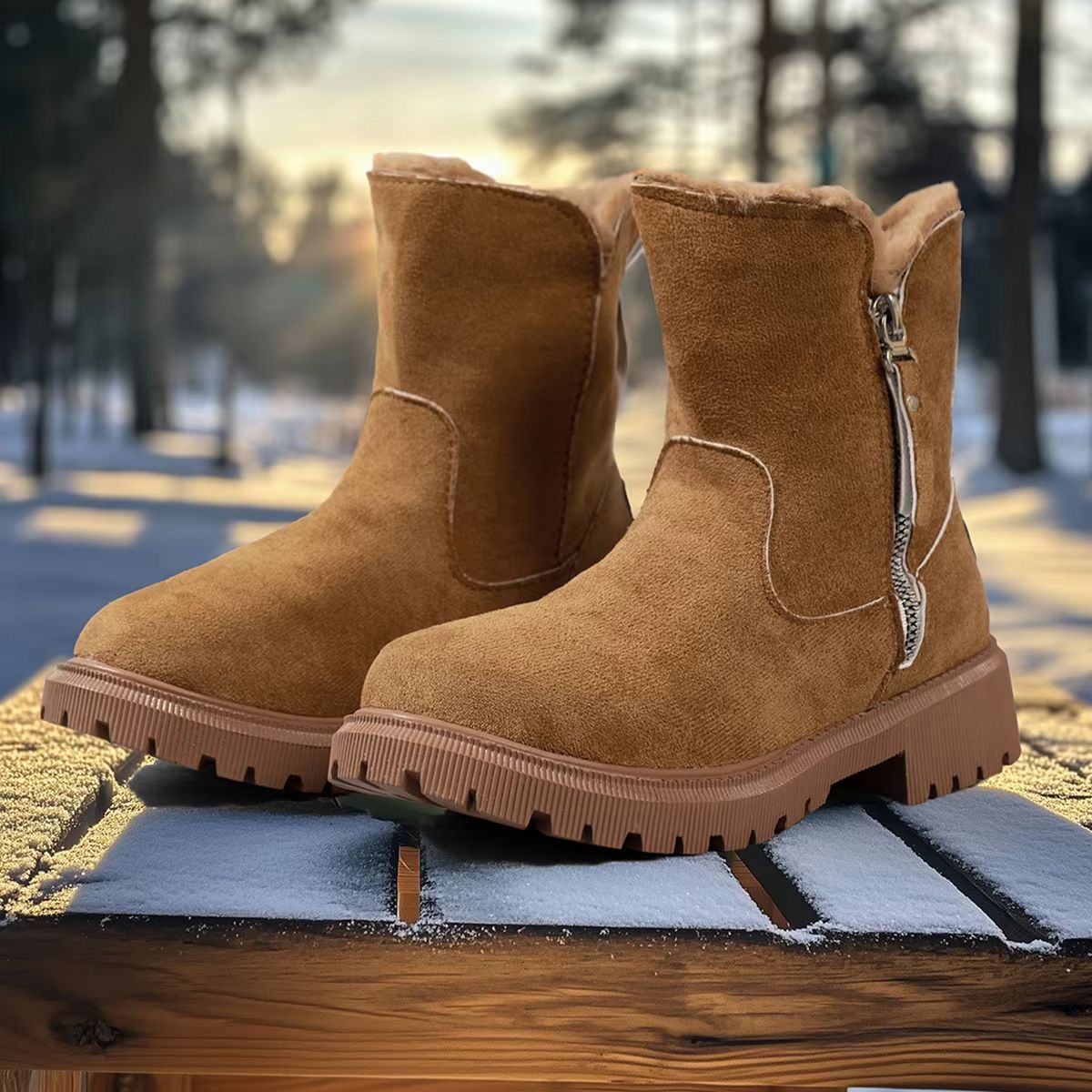 WarmStride Zipper Snow Boots  NonSlip ThickBottom Winter Footwear 5