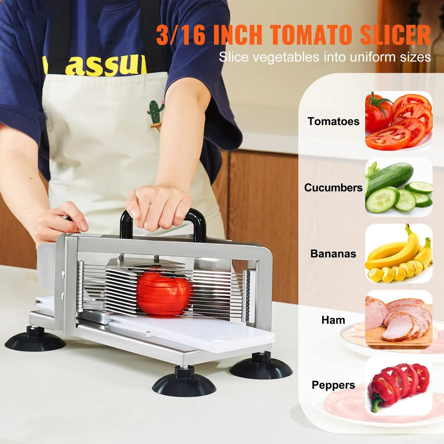 SucceBuy HeavyDuty Stainless Steel Tomato Slicer 316 Inch Manual Cutter 1