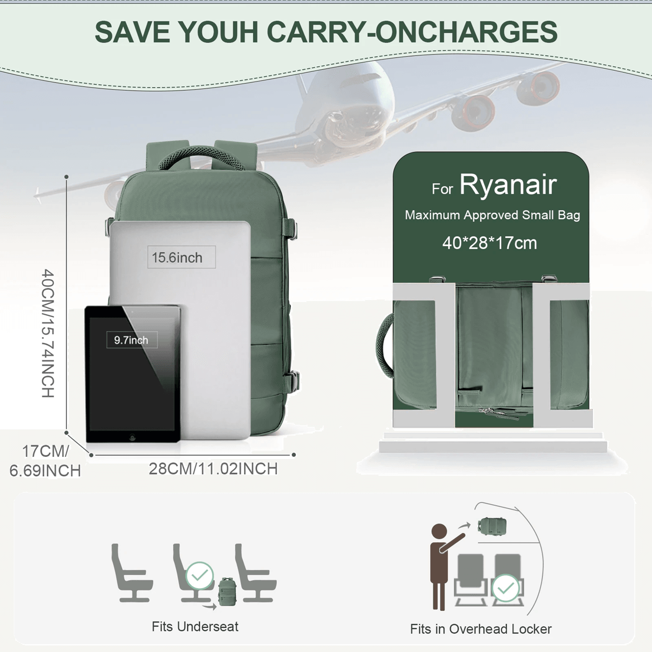 Jetwise Cabin Backpack Approved For Ryanair Travel 1