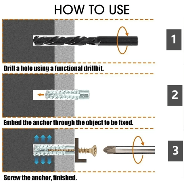 GripLock Metal Expansion Tube And Self Tapping Screw Anchor Set 3