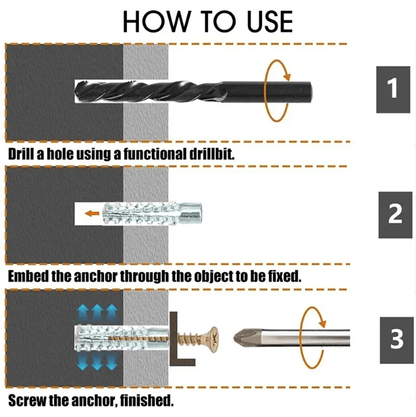 GripLock Metal Expansion Tube And Self Tapping Screw Anchor Set 3