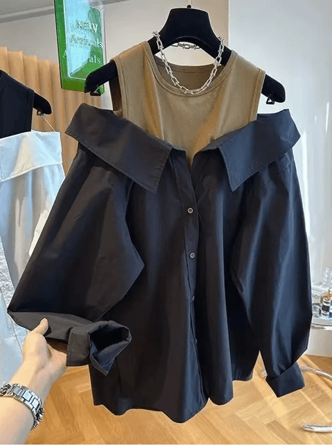 LuxeEase Off Shoulder Long Sleeve Blouse For Women 1
