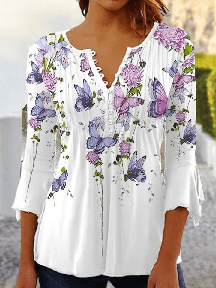 EleganceEase Womens Printed Long Sleeve Blouse 1