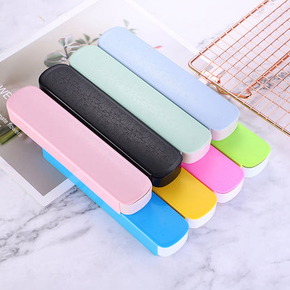 Portable Cutlery Storage Box, Wheat Pull Design for Chopsticks, Fork, Spoon, Straw, Travel-Friendly Plastic Tableware