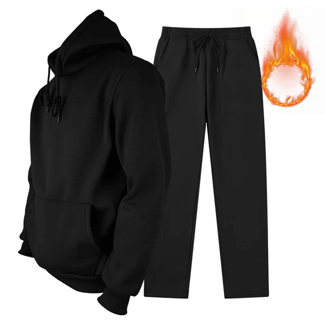 Mens Wool Hooded Jogging Set Two Piece Casual Sportswear Outfit 3
