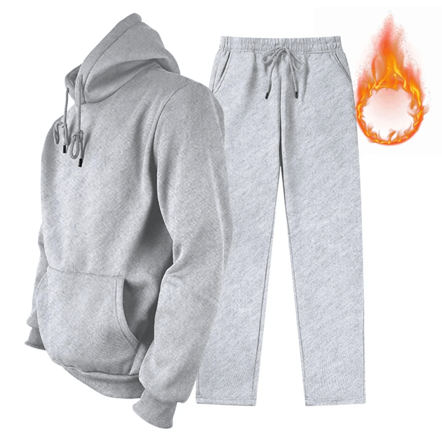 Mens Wool Hooded Jogging Set Two Piece Casual Sportswear Outfit 4