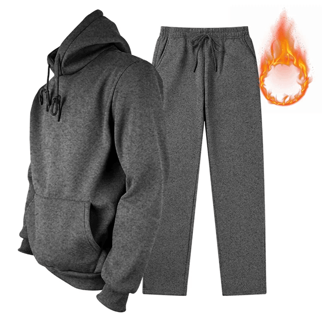 Mens Wool Hooded Jogging Set Two Piece Casual Sportswear Outfit 5