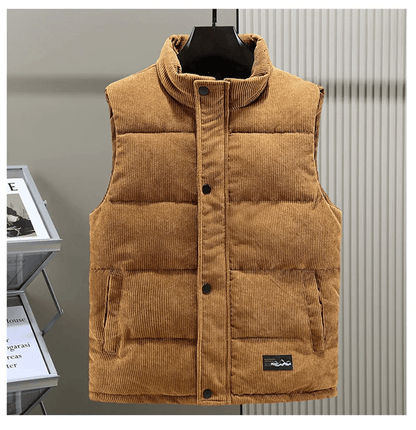 Mens Corduroy Padded Vest Winter Warm Sleeveless Jacket For Outdoor And Casual Wear 1