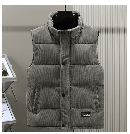 Mens Corduroy Padded Vest Winter Warm Sleeveless Jacket For Outdoor And Casual Wear 2