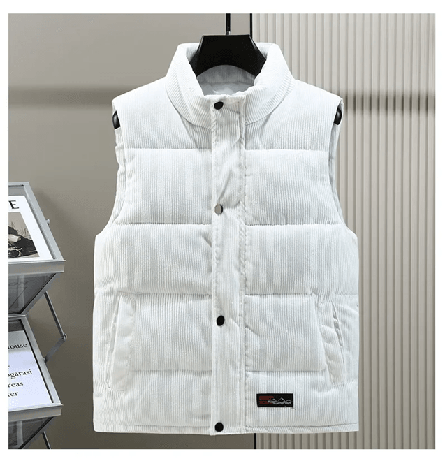 Mens Corduroy Padded Vest Winter Warm Sleeveless Jacket For Outdoor And Casual Wear 3