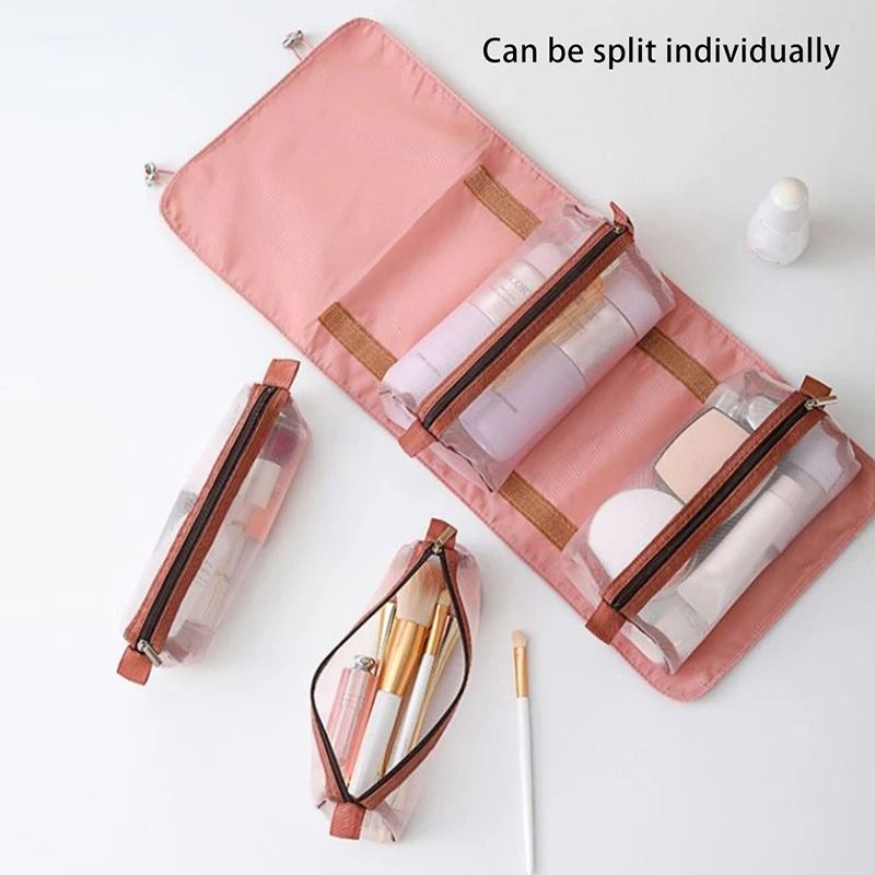 4in1 Detachable Mesh Travel Makeup Organizer Bag  RollUp Cosmetic Pouch 3