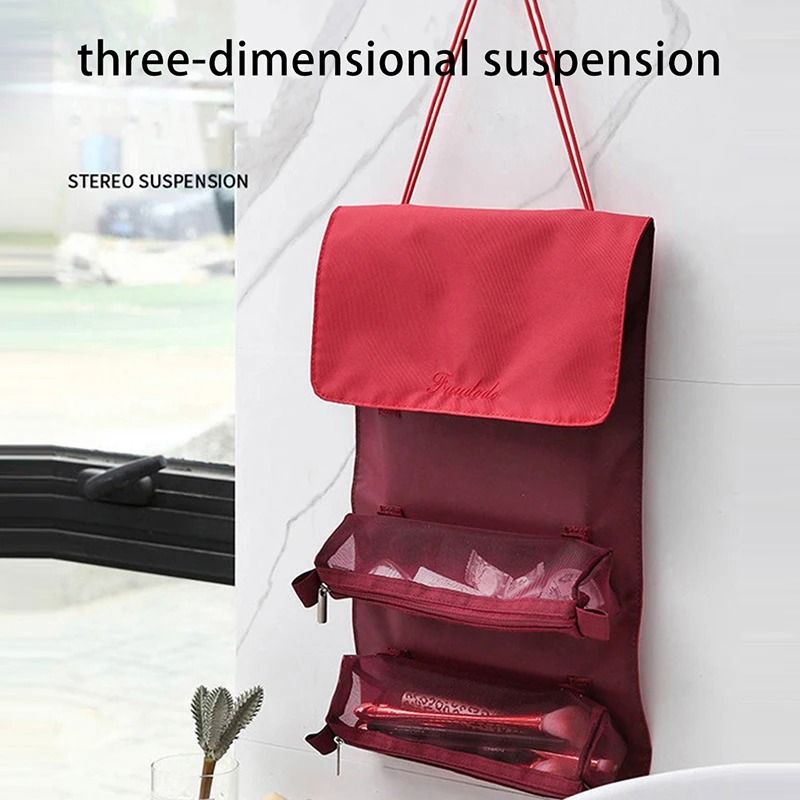 4in1 Detachable Mesh Travel Makeup Organizer Bag  RollUp Cosmetic Pouch 5